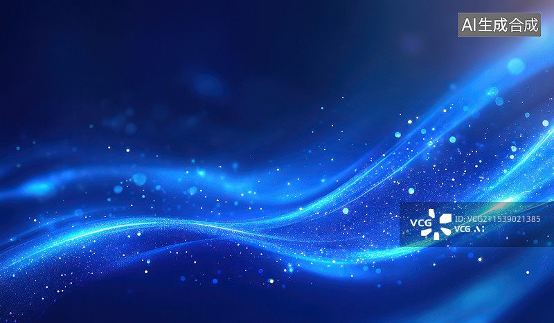【AI数字艺术】蓝色粒子光线科技背景图片素材