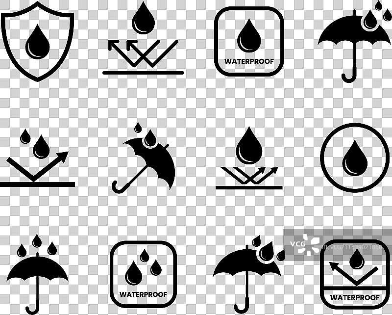 防水图标集或防水标志图片素材