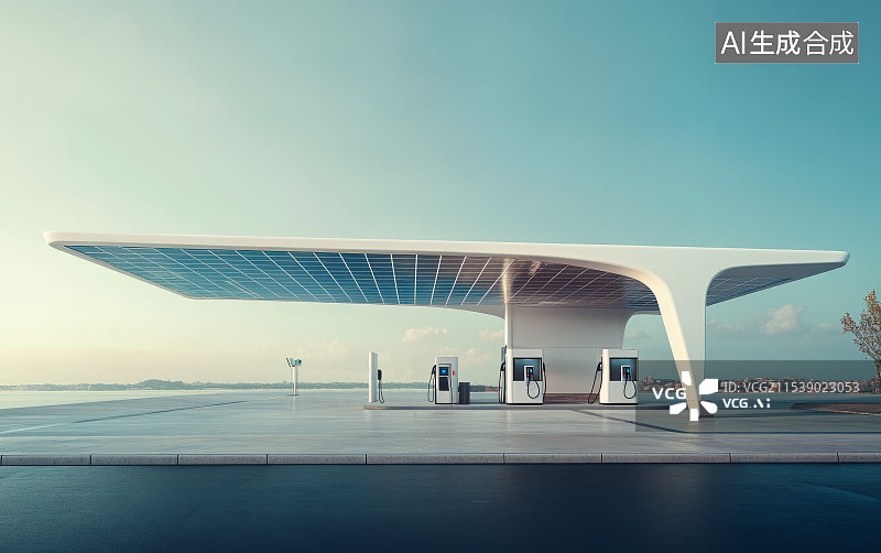 【AI数字艺术】新能源充电站图片素材