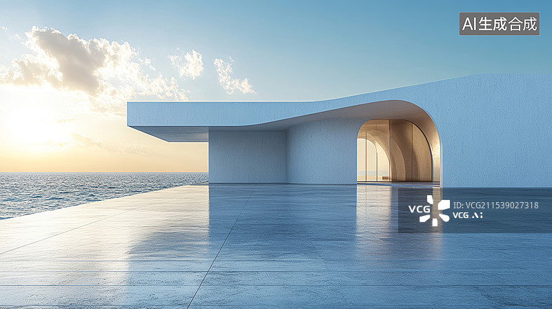 【AI数字艺术】现代简约建筑外立面与广场图片素材