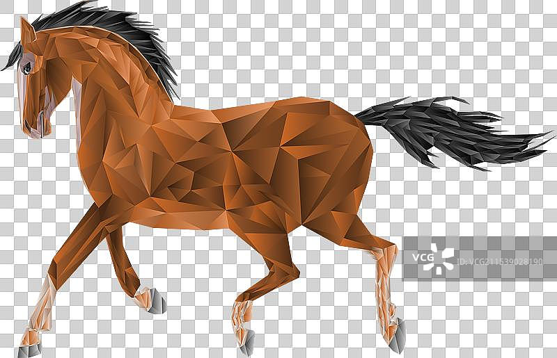 棕色低多边形马图片素材
