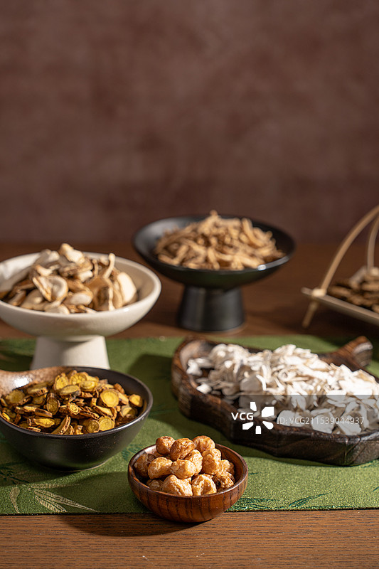 中医中药草药材中药(合集) 姜半夏 黄岑片 浙贝母 太子参 牡蛎图片素材