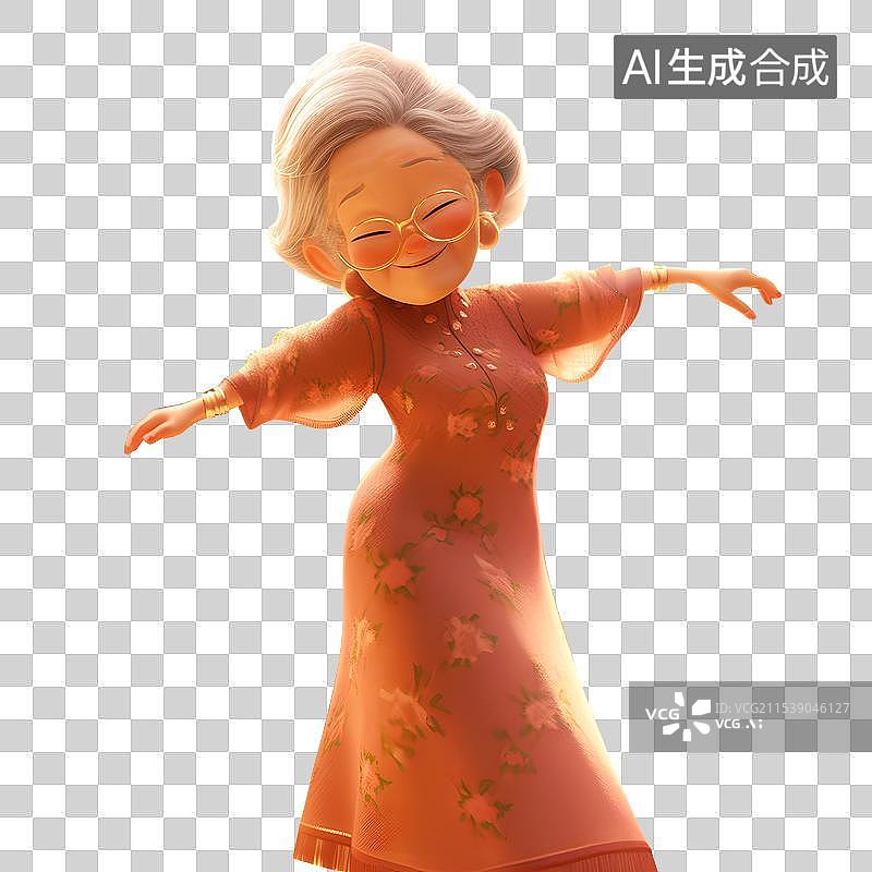 【AI数字艺术】退休的老奶奶在快乐的跳舞 重阳节背景插图图片素材