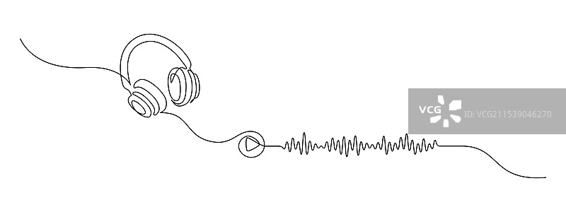 一本有声书概念的连续线条画图片素材