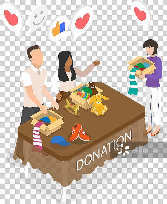 慈善的三维等距平面图图片素材