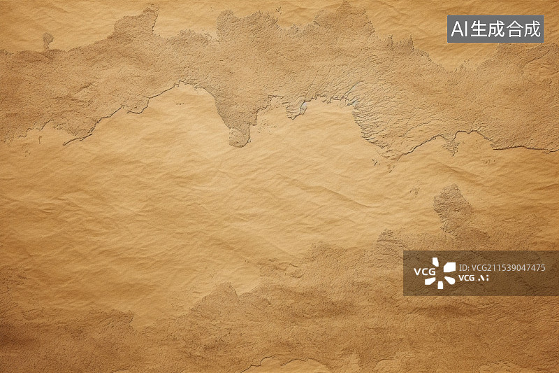 【AI数字艺术】黄色陈旧牛皮纸上的山脉的素描简笔画图片素材