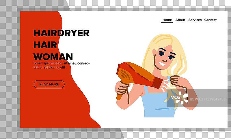 年轻女性与吹风机图片素材
