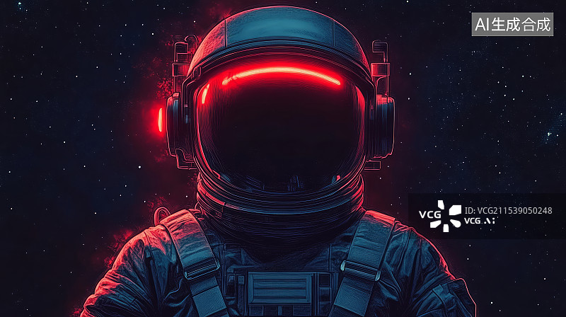 【AI数字艺术】黑色背景下的宇航员半身像特写图片素材