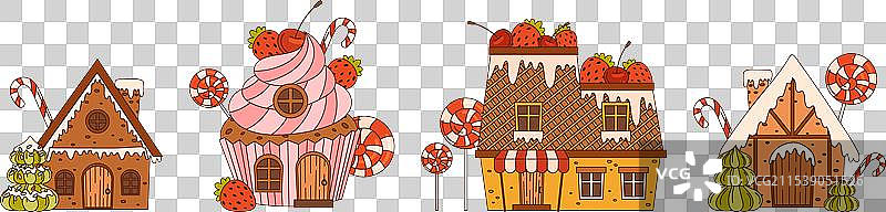 甜美的糖果屋，装饰着糕点和糖霜图片素材