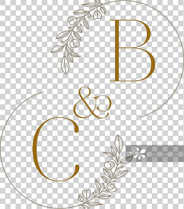 婚礼单字母logo设计，包含cb字母组合图片素材