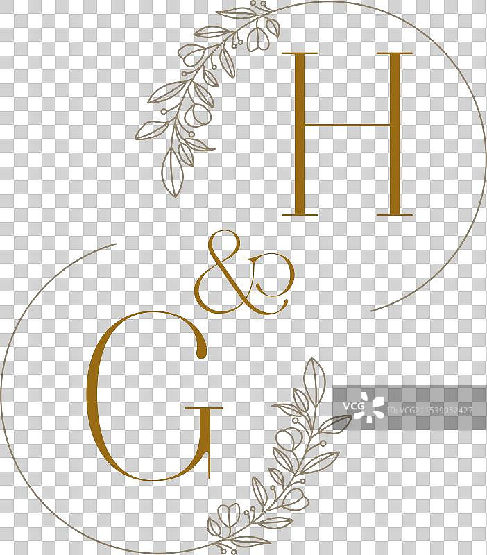 婚礼单字母logo设计，包含gh字母组合图片素材