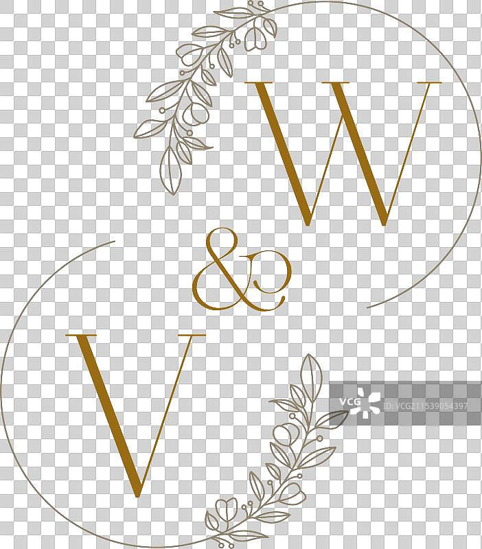 vw标志首字母婚礼单色标志设计图片素材