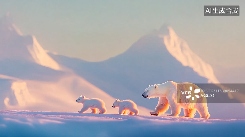 【AI数字艺术】全球气候变暖北极熊背景图片素材