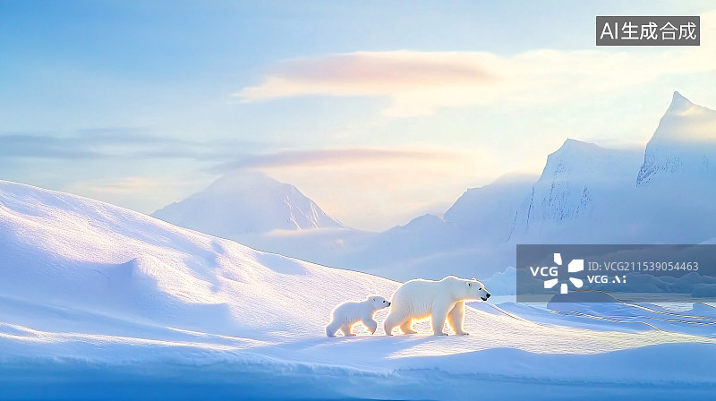 【AI数字艺术】全球气候变暖北极熊背景图片素材