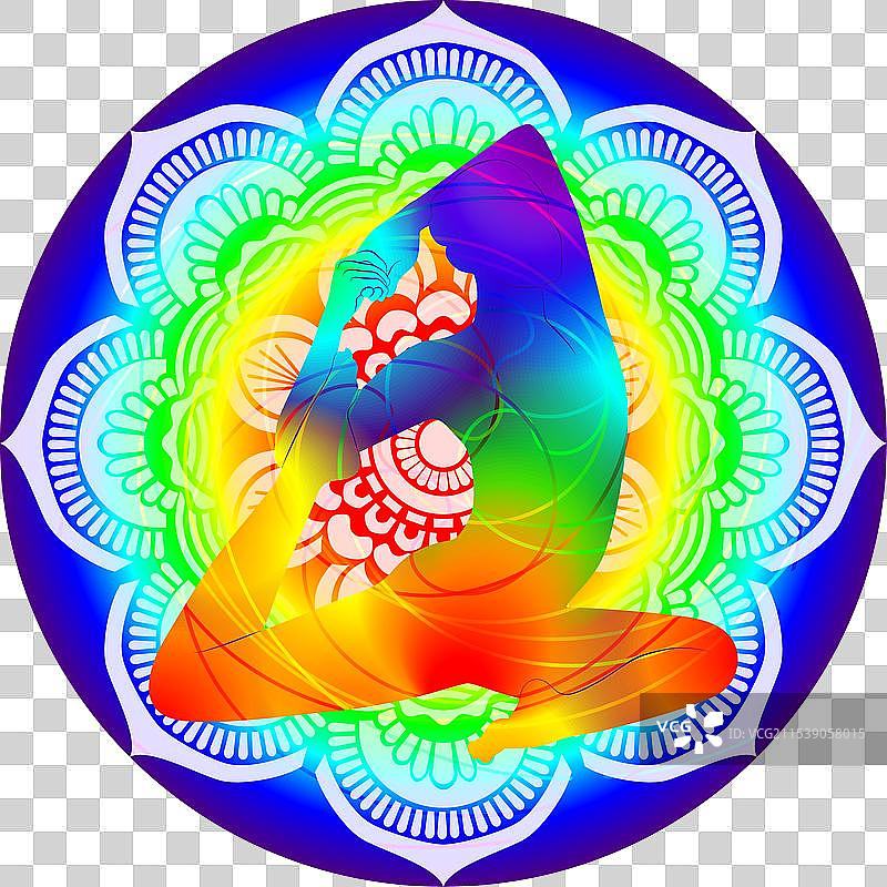 单腿王鸽式瑜伽曼荼罗图片素材