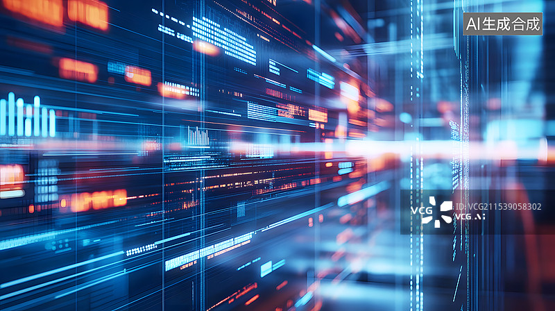 【AI数字艺术】AIGC：科技数字化显示大数据 数字经济时代 抽象概念背景插图图片素材
