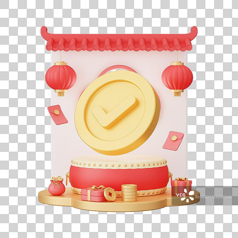 3D蛇年春节红色喜庆插画免抠元素图片素材