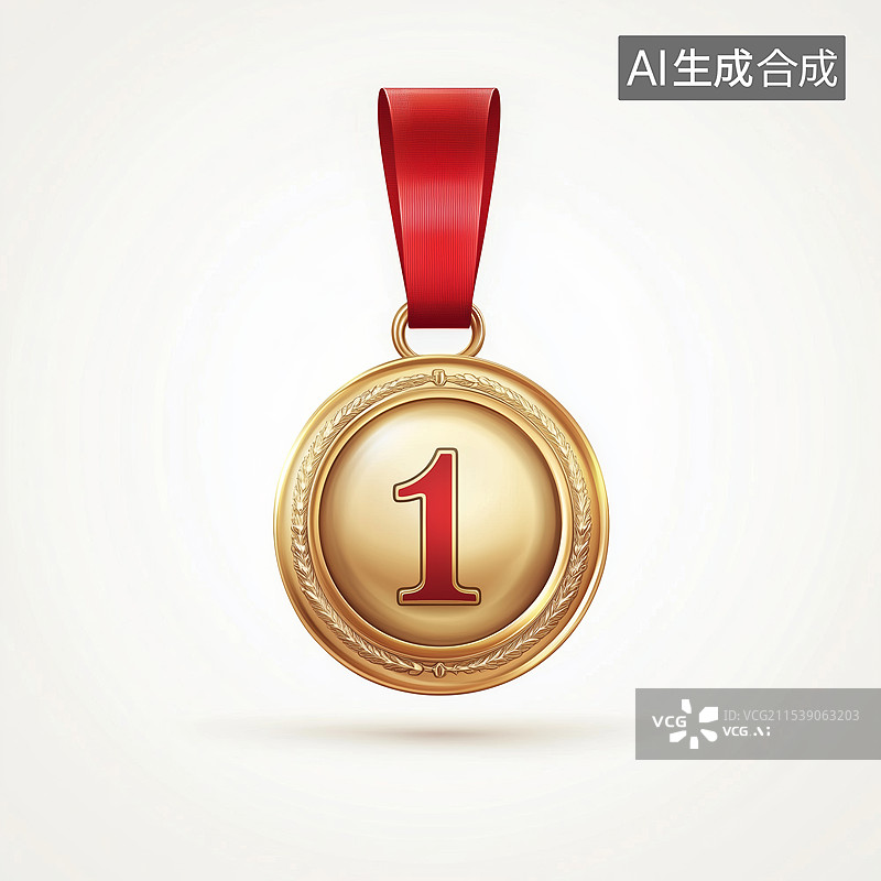【AI数字艺术】第一名金色奖牌图标图片素材
