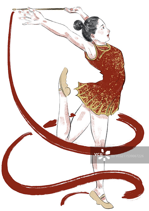 国潮风体操女性插画图片素材