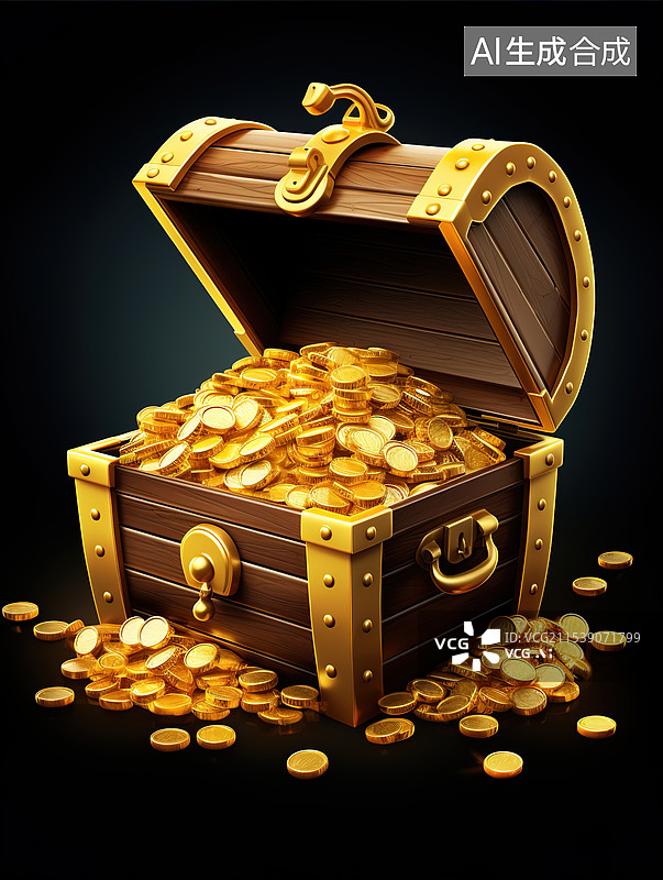 【AI数字艺术】黑色背景钱币箱图片素材