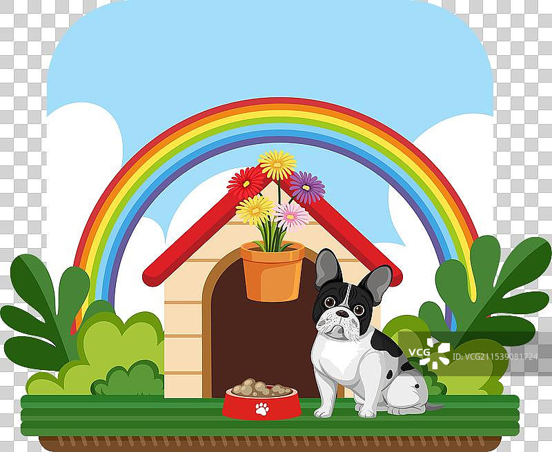 可爱的狗狗在它迷人的狗碗里享用美食图片素材