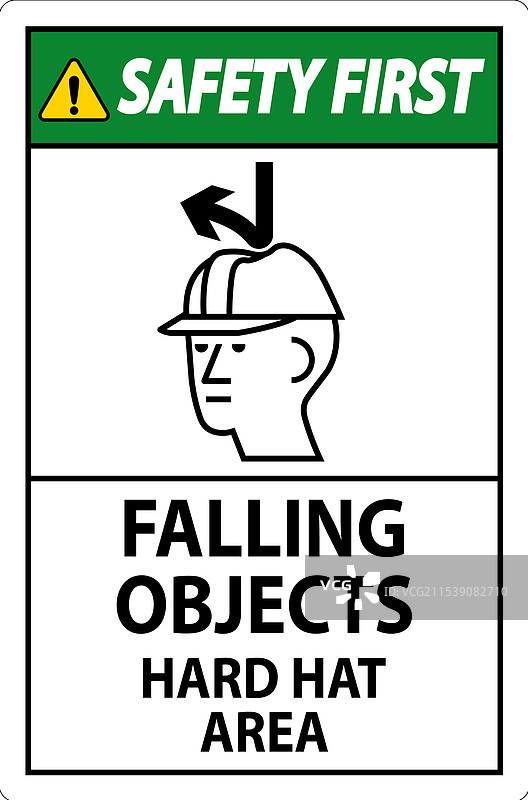 安全第一标志：掉落物品硬帽区图片素材