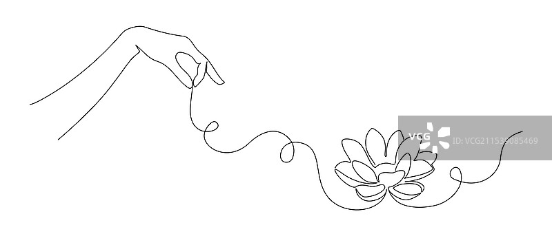 一笔连画的莲花图案图片素材