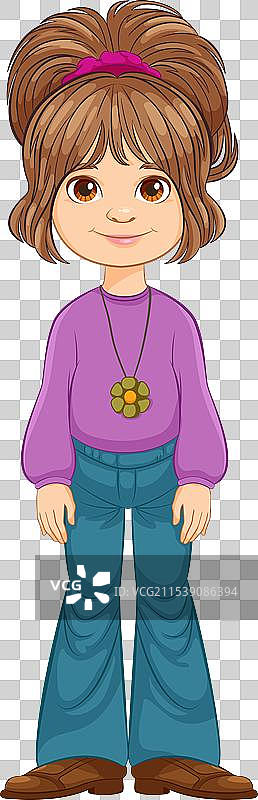 微笑的年轻女孩卡通画图片素材