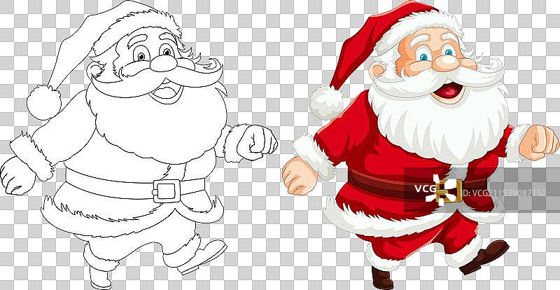 色彩丰富且轮廓分明的圣诞老人角色侧面图片素材