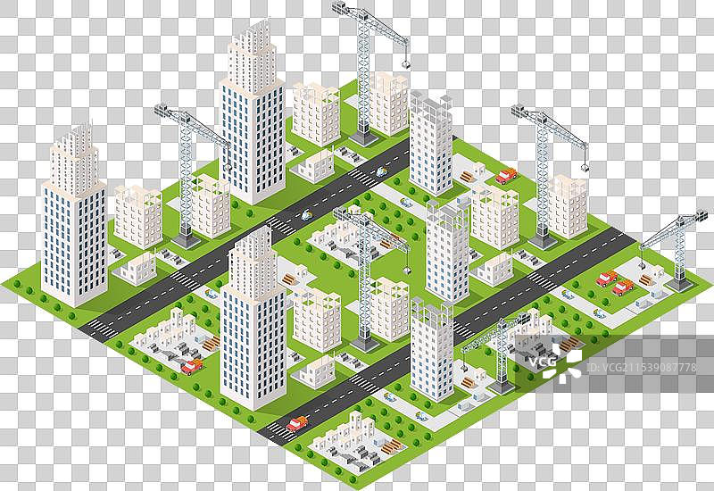 工业城市建筑与施工起重机图片素材