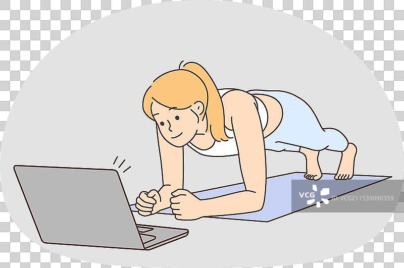 女性在电脑上进行在线培训课程图片素材