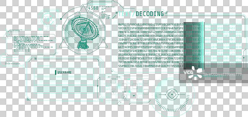 未来派的射电望远镜数据HUD界面图片素材