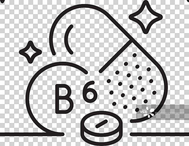 维生素B6线条图标食品营养标志图片素材