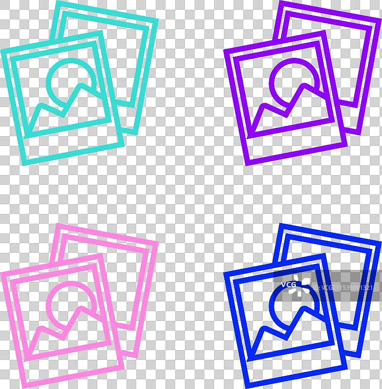 流行艺术线条照片框图标，独立于背景色图片素材