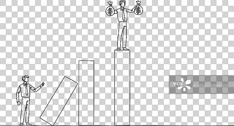 连续一笔画的站立商人图片素材