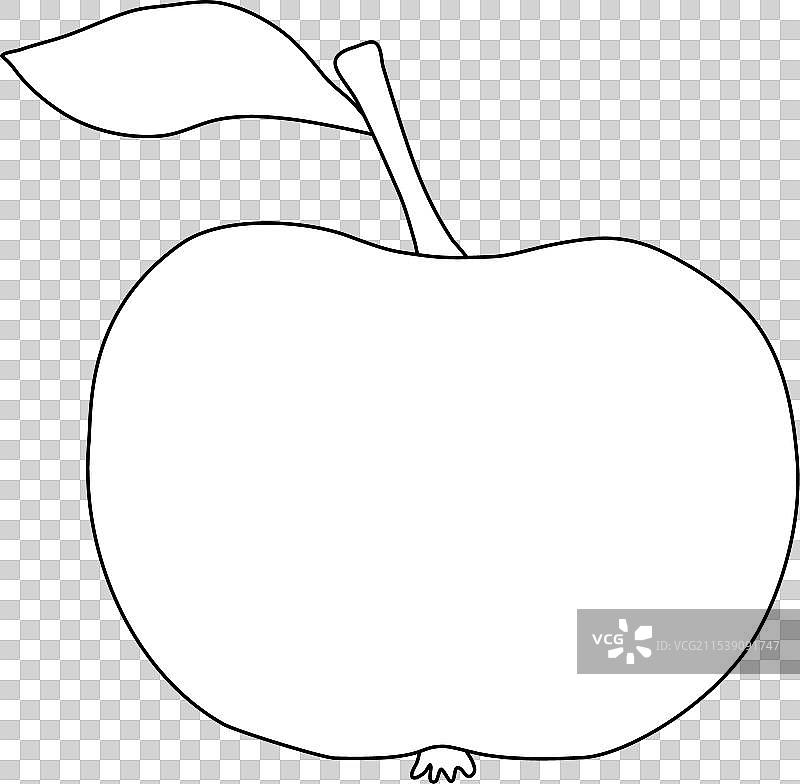 苹果果实，带有梗和叶子的涂鸦风格扁平设计图片素材