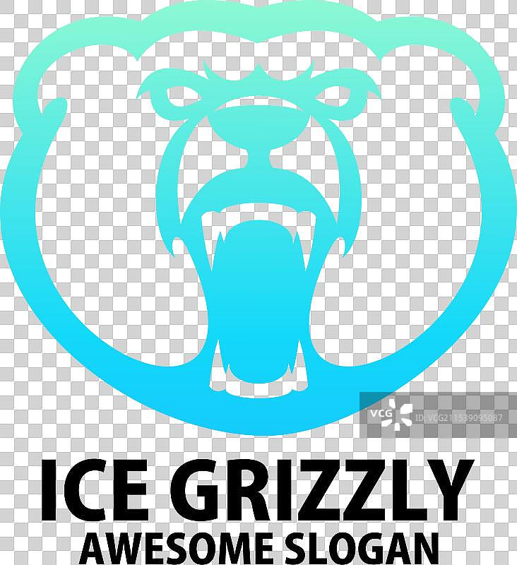 渐变线条的灰熊头部标志设计图片素材