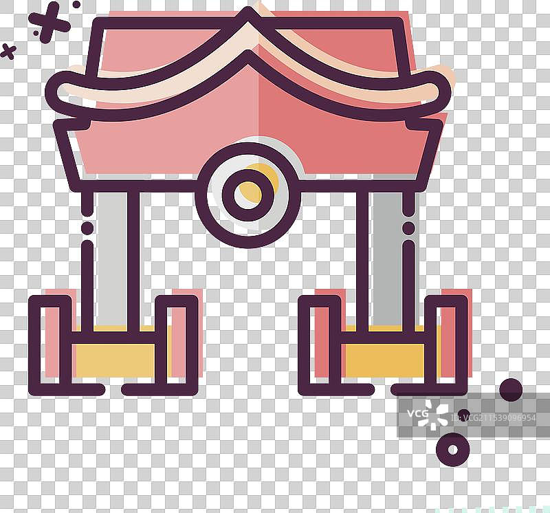 与忍者符号相关的图标神社，MBE风格图片素材