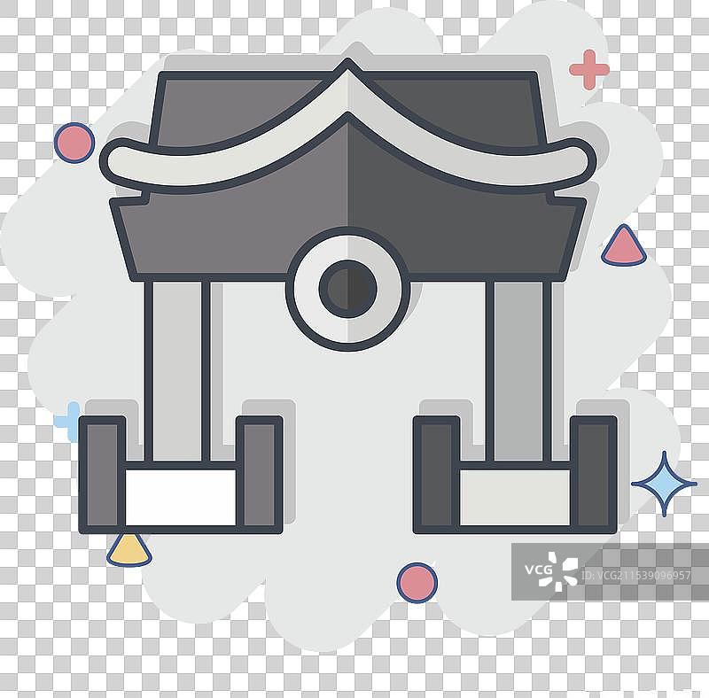 与忍者符号相关的图标神社，漫画风格图片素材