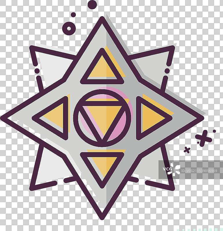 与忍者符号相关的图标手里剑，MBE风格图片素材