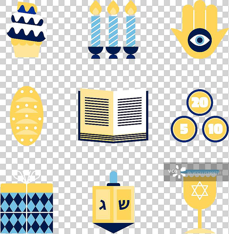 犹太光明节假日设计元素套件图片素材
