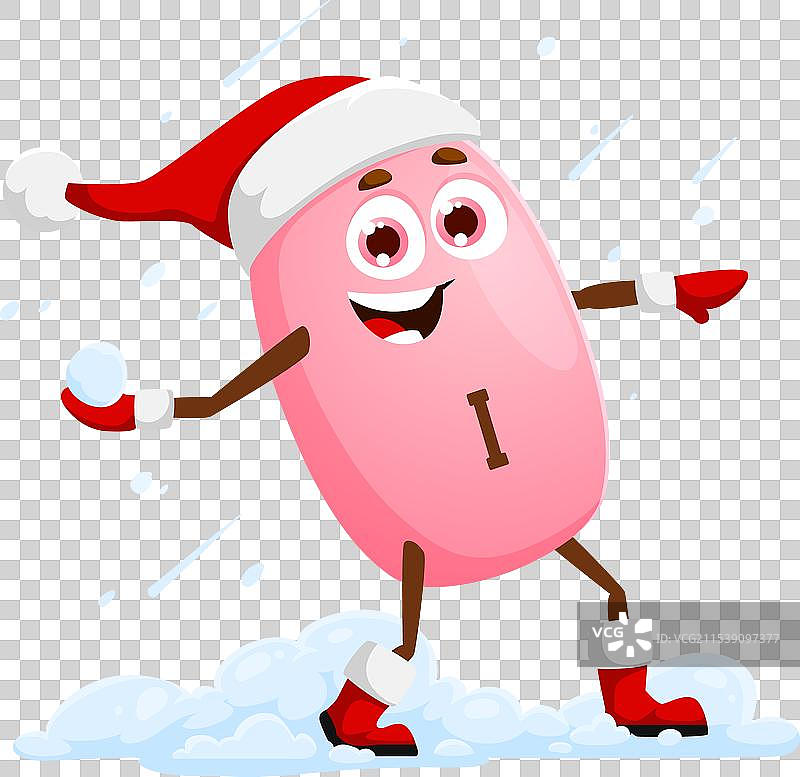 卡通碘矿物角色在打雪仗图片素材