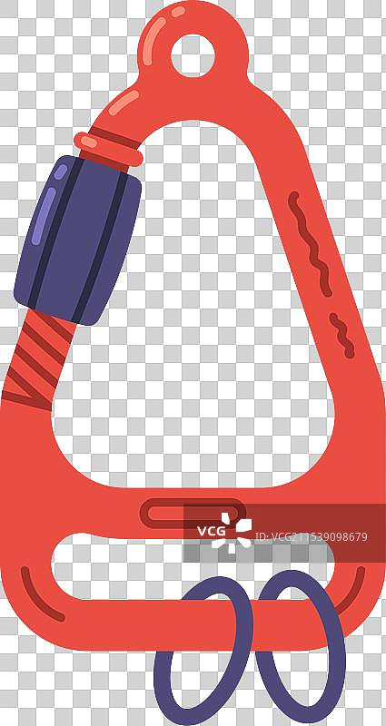 红色登山扣或卡宾钩作为夹子和锁扣图片素材