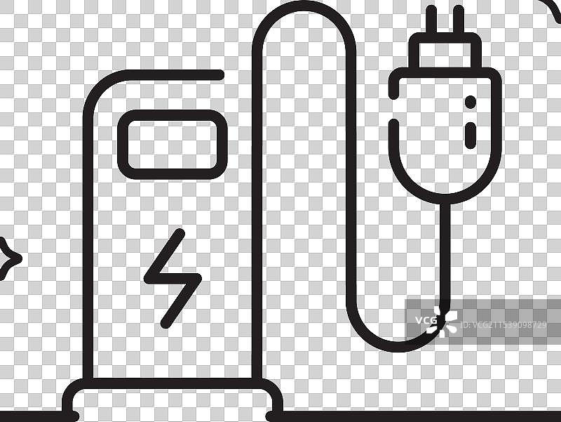 充电站线条图标，汽车充电插头标志图片素材