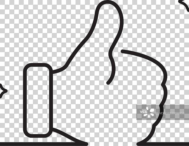 像线条图标的竖起大拇指符号，连续线条设计图片素材