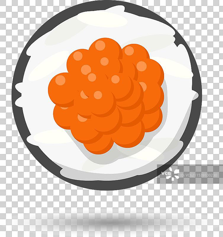 鲑鱼子或红鱼子寿司卷卡通图案图片素材