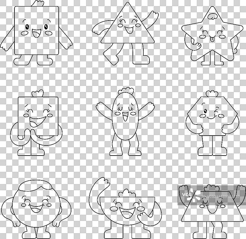 几何图形角色涂色页图片素材