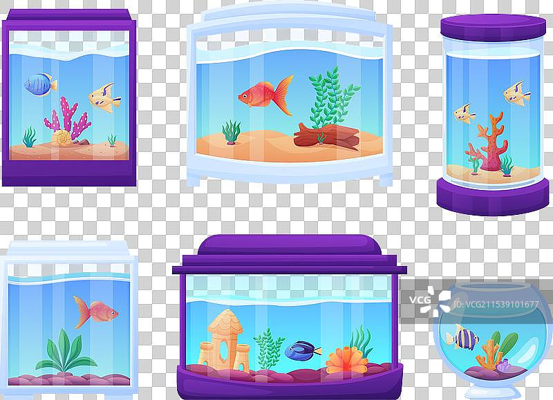卡通玻璃水族箱，独立水族箱图片素材