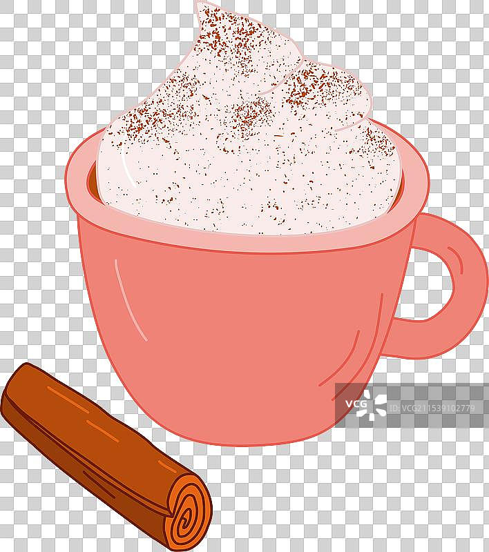 温暖的咖啡配肉桂和奶油图片素材