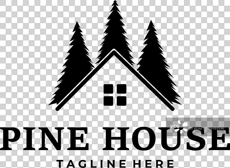 松树房屋标志模板设计图片素材